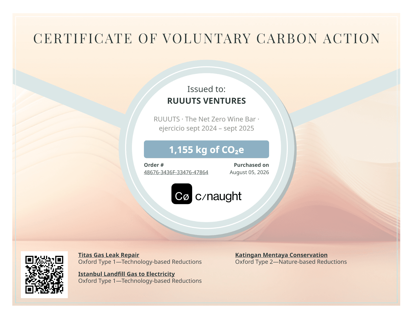 Certificate of Voluntary Carbon Action - Order HgcCo3Gdxd