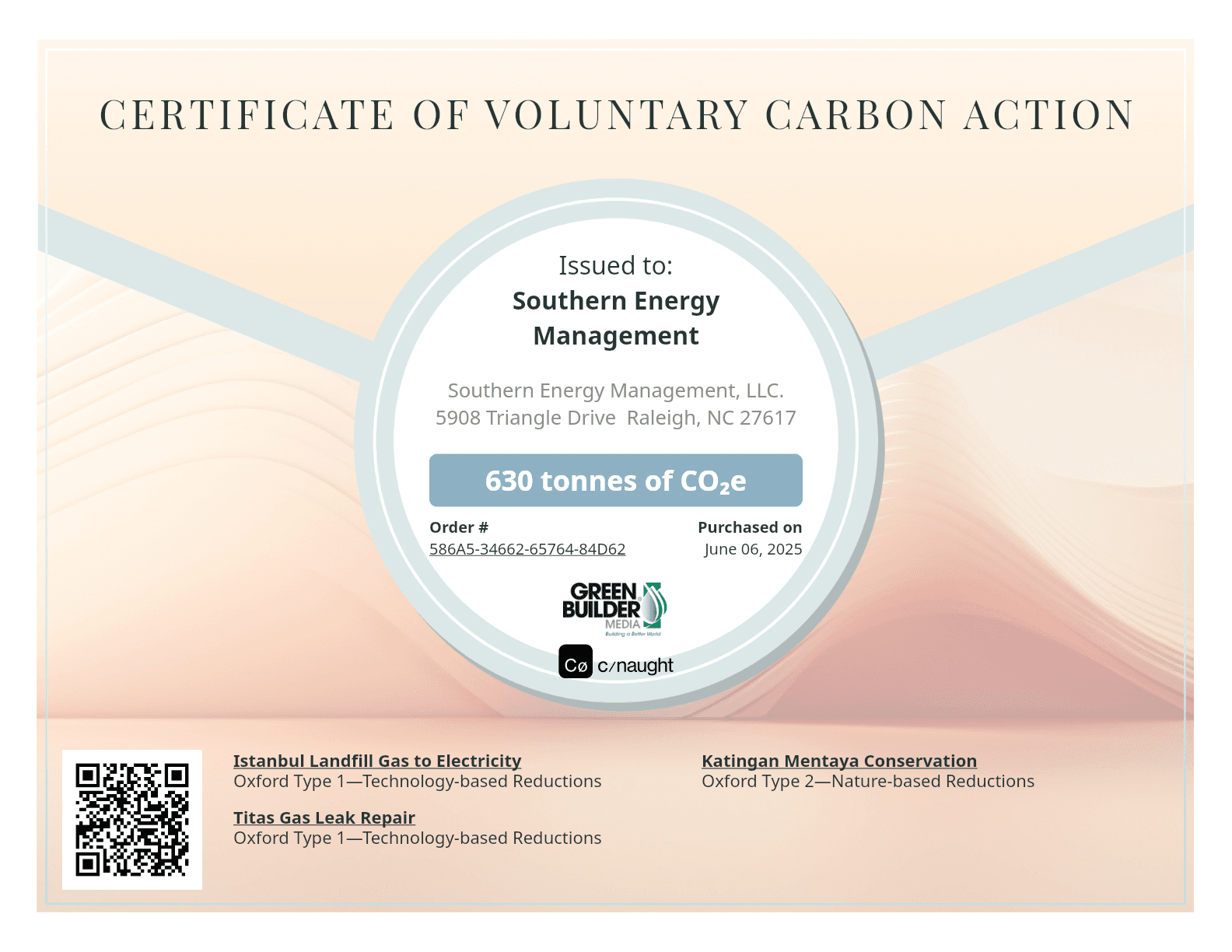 Certificate of Voluntary Carbon Action - Order XjSFbevHMb